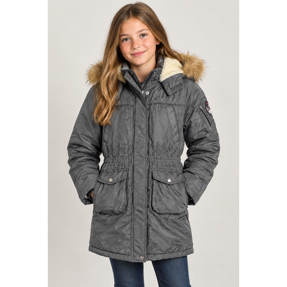 Big Chill Expedition Series Black Parka Faux Fur Hood Winter Coat 10/12